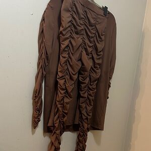 Daisy Chocolate Ruched Sleeve Blouse and pants